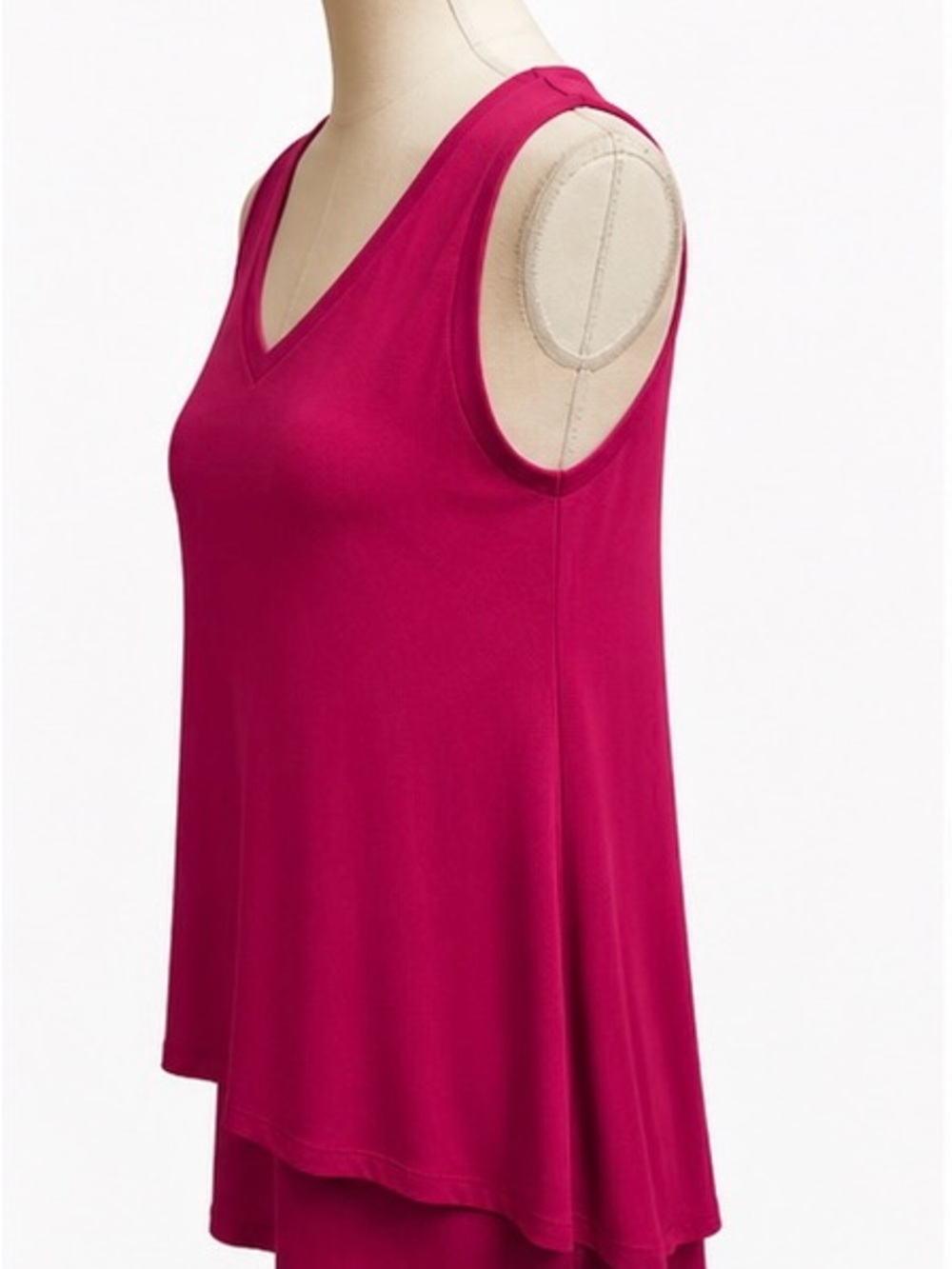 Soft‎ Surroundings Petite Small Dark Fuchsia Pink Layered Tunic Top Casual Chic - Picture 2 of 8